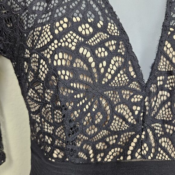 PAMELLA ROLAND Formal Gown Silk Lace Overlay Long Sleeve Women's 4 Party Dress - Picture 4 of 16